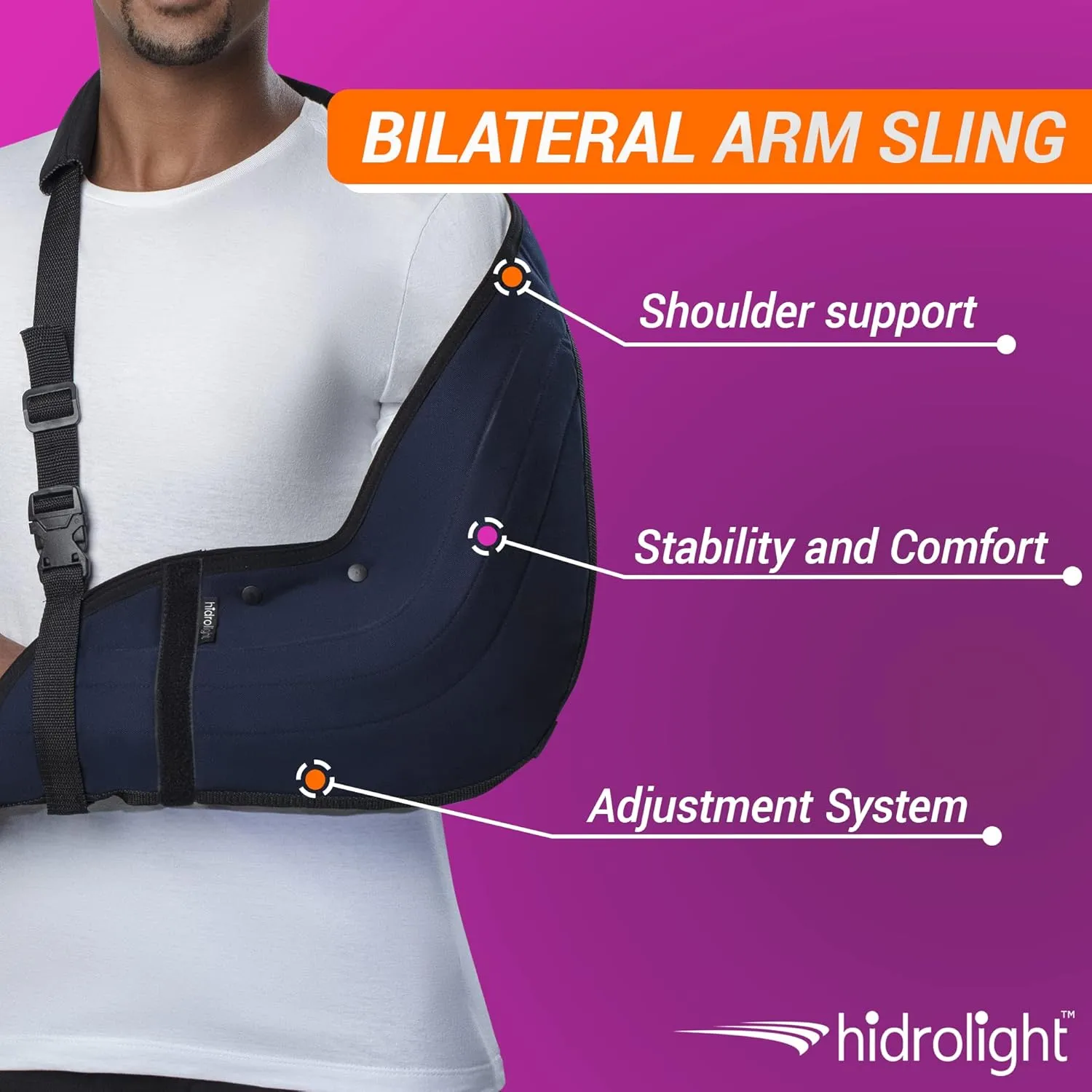 Immobilizer Arm Sling for Upper Limb Injuries - Arm Brace for Left and Right, Bursitis Elbow Brace, Arm Support Straps - Shoulder Support Immobilizer for Rotator Cuff - Black, X-Small