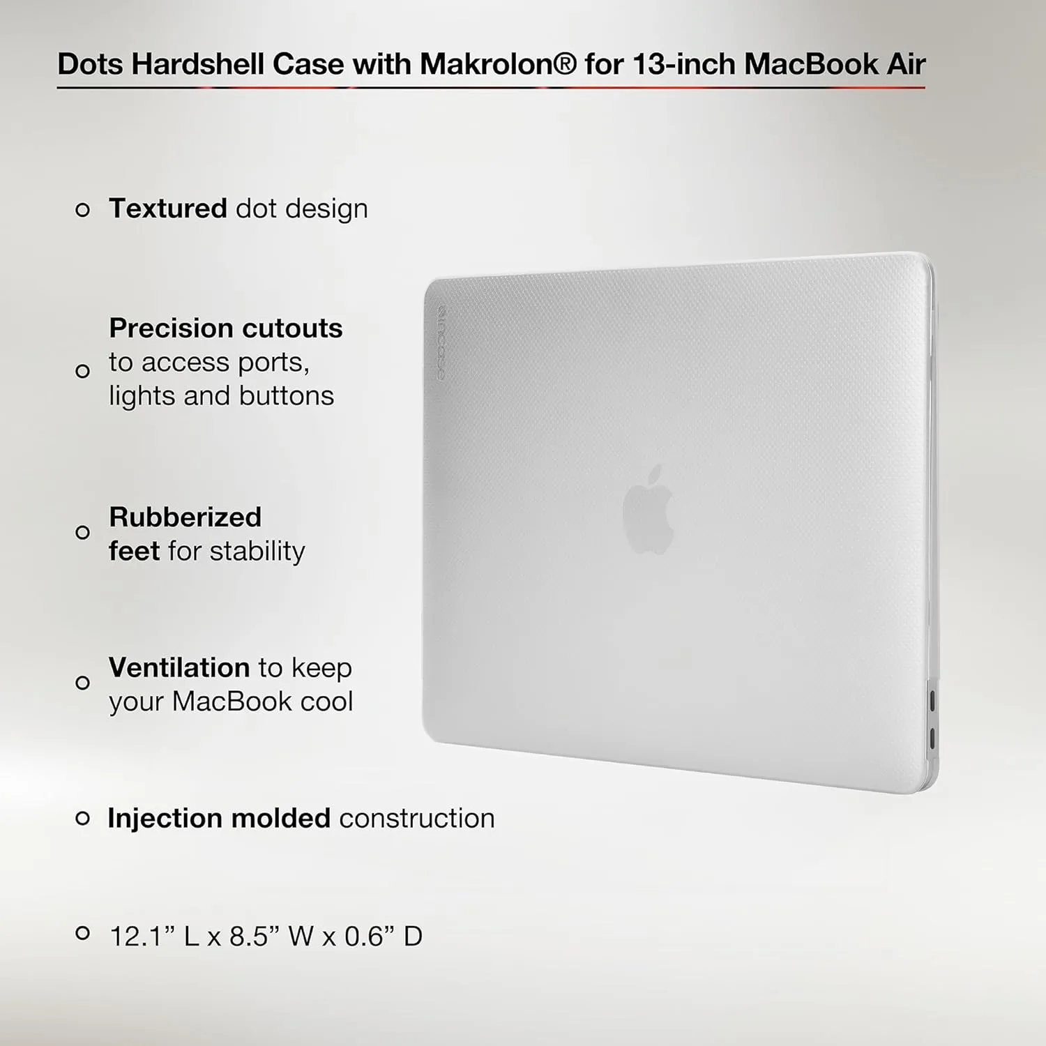 Incase Dots Hardshell with Makrolon® - MacBook Air 13 inch Case - 2020, M1 - MacBook Case, Laptop Cover, Protective Hard Shell, Scratch Resistant, Lightweight - Clear
