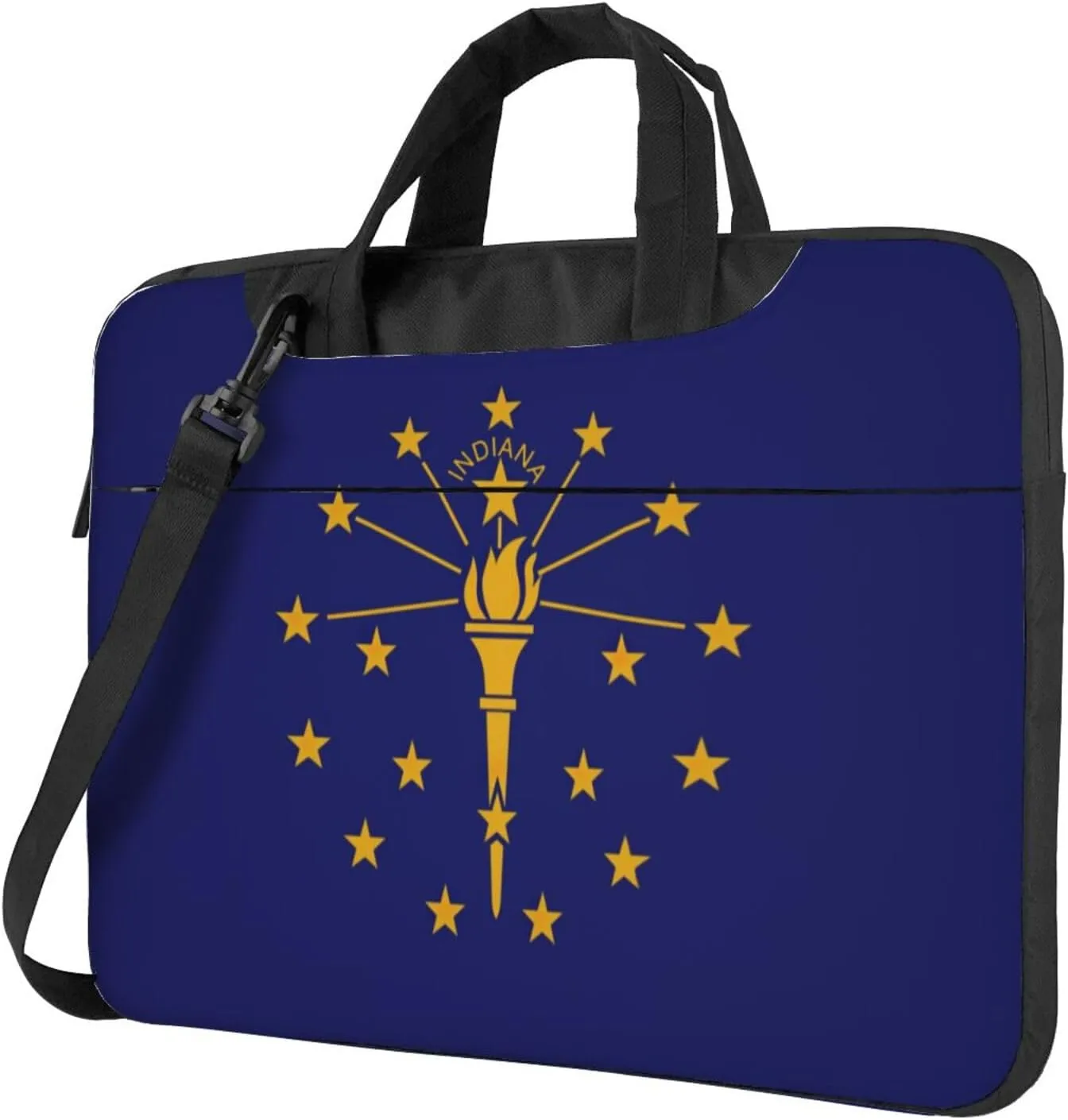 Indiana State Flag Print Laptop Adjustable Shoulder Strap With Handle Accessory Pocket For Men Women