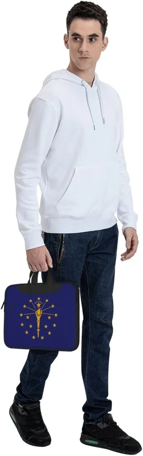 Indiana State Flag Print Laptop Adjustable Shoulder Strap With Handle Accessory Pocket For Men Women
