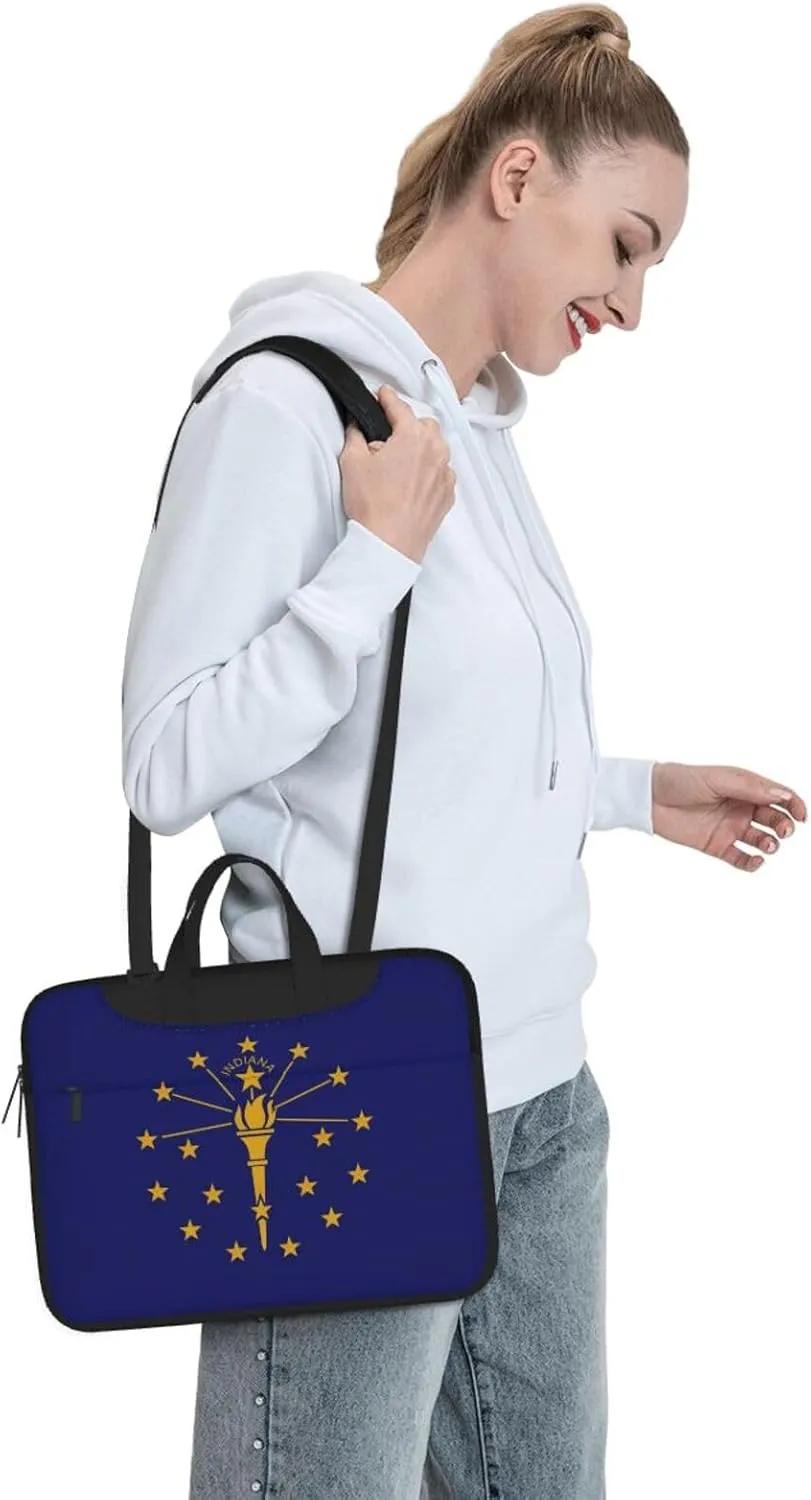 Indiana State Flag Print Laptop Adjustable Shoulder Strap With Handle Accessory Pocket For Men Women