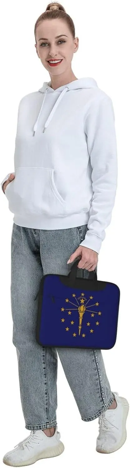 Indiana State Flag Print Laptop Adjustable Shoulder Strap With Handle Accessory Pocket For Men Women