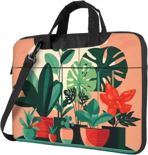 Indoor Potted Green Plants Laptop Shoulder Bag,# Ultra Slim And Portable, With Padded Shoulder Strap And Handleã€‚