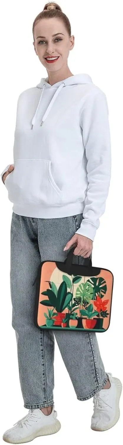 Indoor Potted Green Plants Laptop Shoulder Bag,# Ultra Slim And Portable, With Padded Shoulder Strap And Handleã€‚