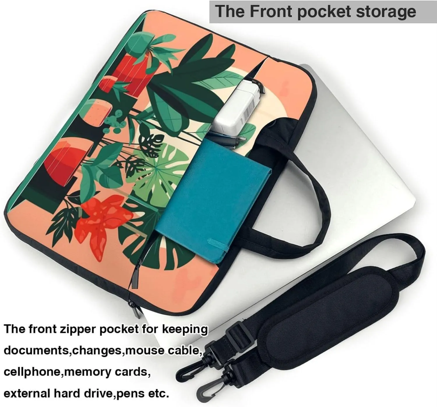 Indoor Potted Green Plants Laptop Shoulder Bag,# Ultra Slim And Portable, With Padded Shoulder Strap And Handleã€‚
