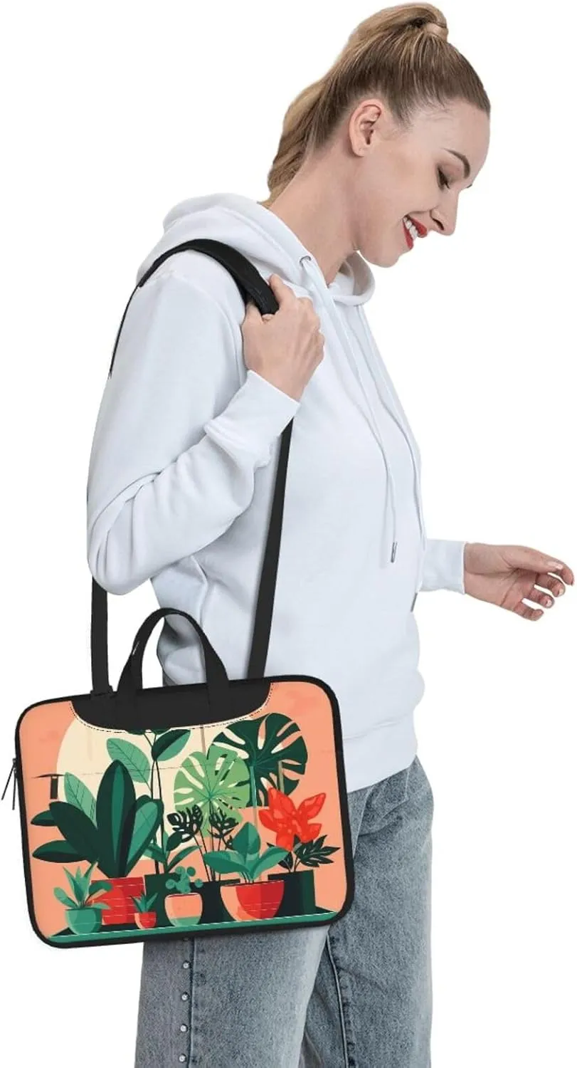 Indoor Potted Green Plants Laptop Shoulder Bag,# Ultra Slim And Portable, With Padded Shoulder Strap And Handleã€‚