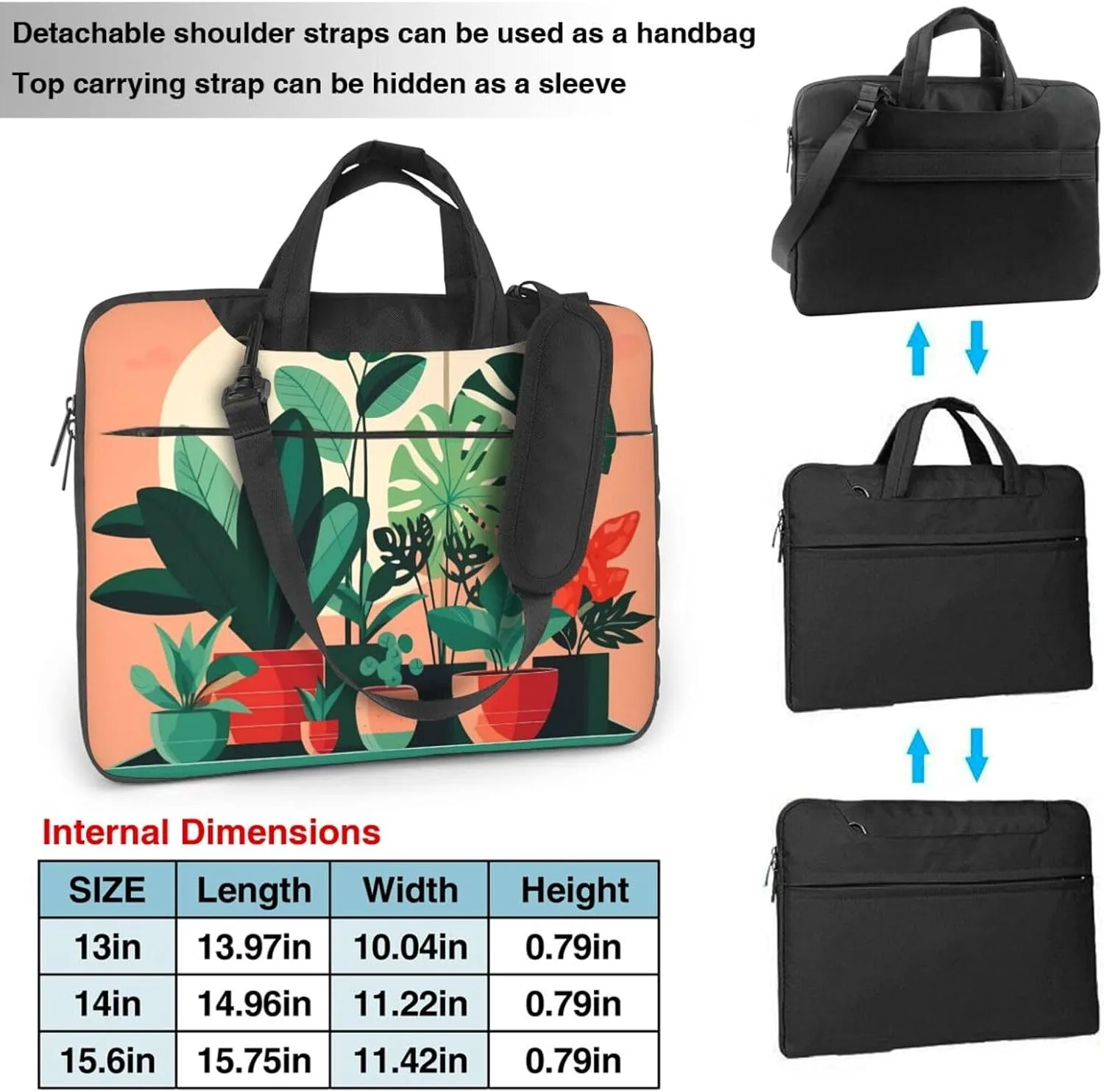 Indoor Potted Green Plants Laptop Shoulder Bag,# Ultra Slim And Portable, With Padded Shoulder Strap And Handleã€‚