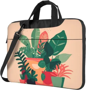 Indoor Small Green Plants Laptop Shoulder Bag, Ultra Slim And Portable, With Padded Shoulder Strap And Handleã€‚