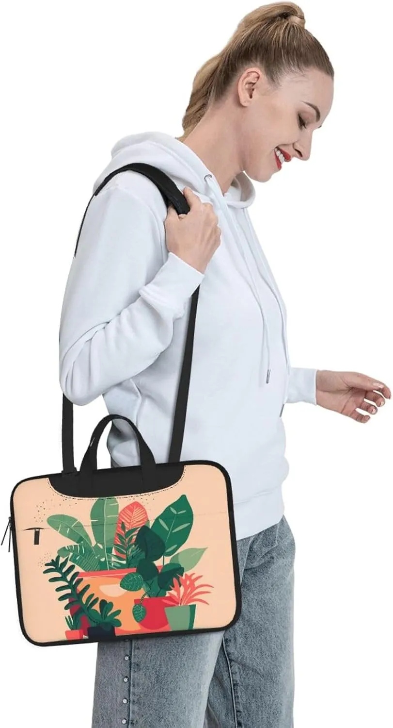 Indoor Small Green Plants Laptop Shoulder Bag, Ultra Slim And Portable, With Padded Shoulder Strap And Handleã€‚