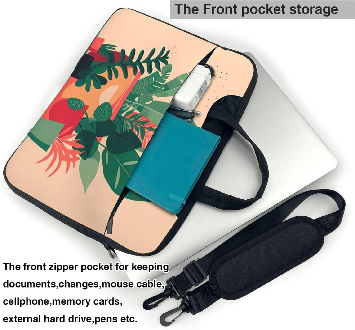 Indoor Small Green Plants Laptop Shoulder Bag, Ultra Slim And Portable, With Padded Shoulder Strap And Handleã€‚