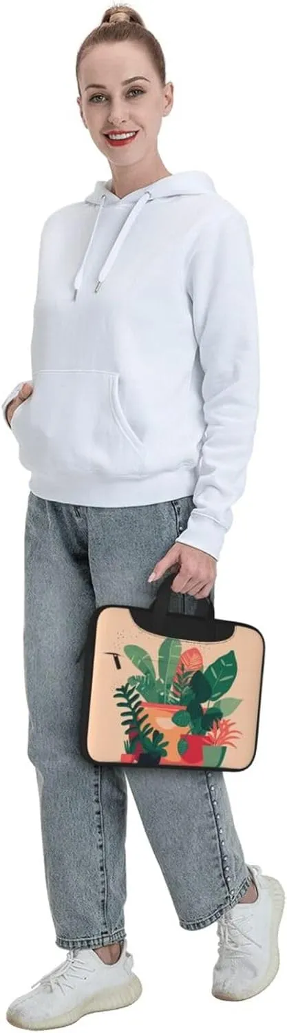 Indoor Small Green Plants Laptop Shoulder Bag, Ultra Slim And Portable, With Padded Shoulder Strap And Handleã€‚