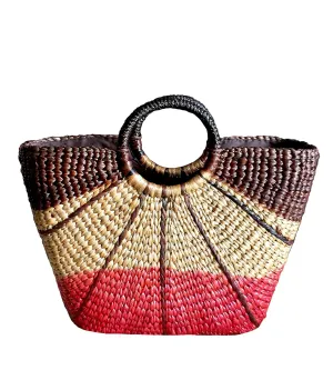 InfinityLoveCo Large Pink Straw Bag,Seagrass Bag,Straw Basket Tote,Straw Bag Basket,Beach Basket Bag,Straw Beach Basket,Straw Basket Bag,Basket Bag Tote