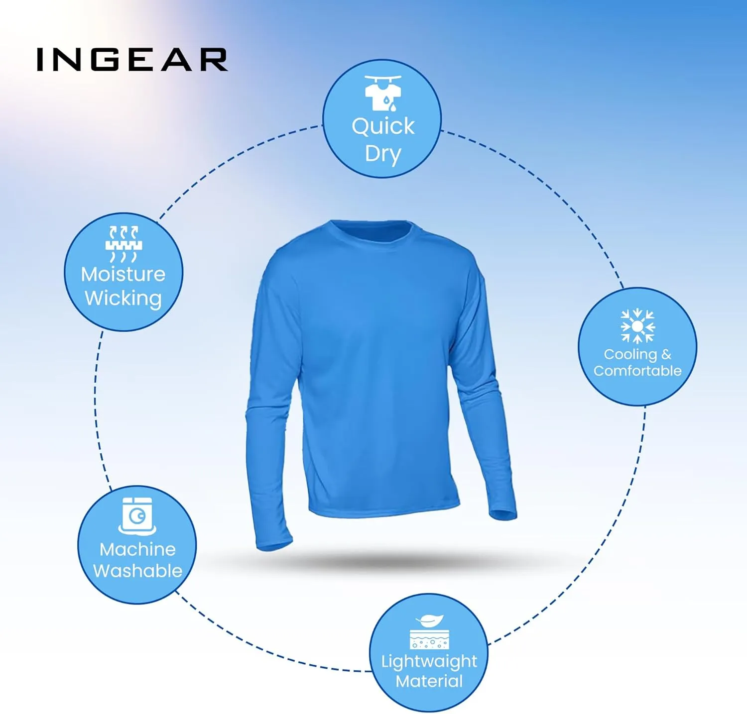INGEAR Swim Shirts for Men UPF50  Sun Protection Shirts Mens Long Sleeve Mens Rash Guard