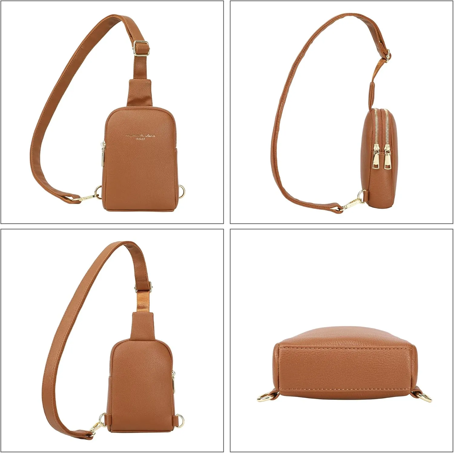 INICAT Travel Small Sling Bag Leather Crossbody Bags for Women Fanny Packs Cross Body Bag for Woman Cross Body Purses