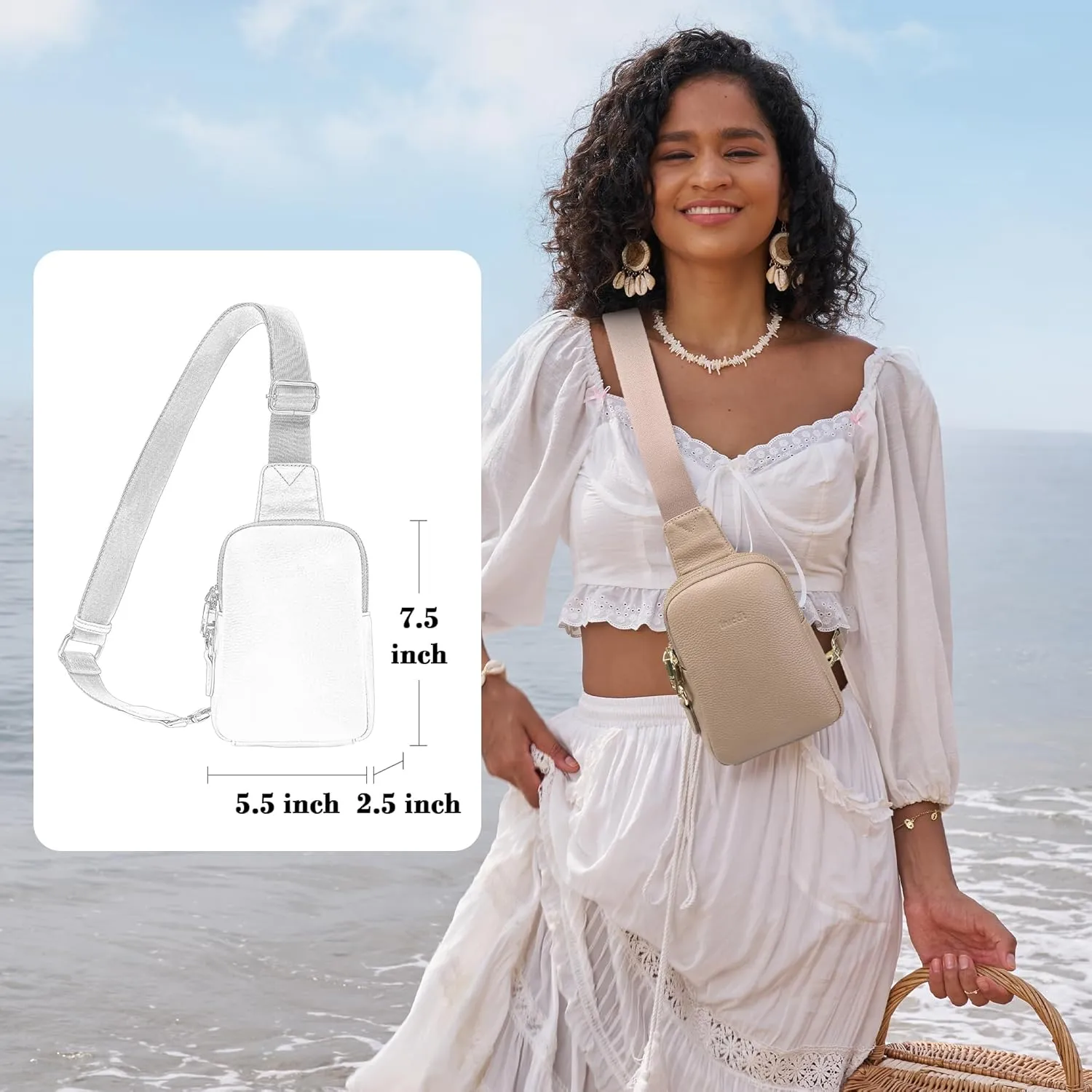 INICAT Travel Small Sling Bag Leather Crossbody Bags for Women Fanny Packs Cross Body Bag for Woman Cross Body Purses