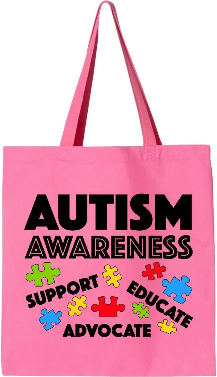 inktastic Autism Awareness- Support, Educate, Advocate Tote Bag