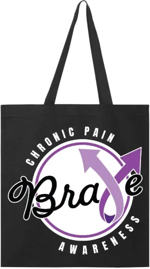 inktastic Chronic Pain Awareness Brave with Arrow Purple Ribbon Tote Bag