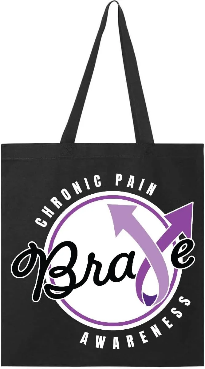 inktastic Chronic Pain Awareness Brave with Arrow Purple Ribbon Tote Bag