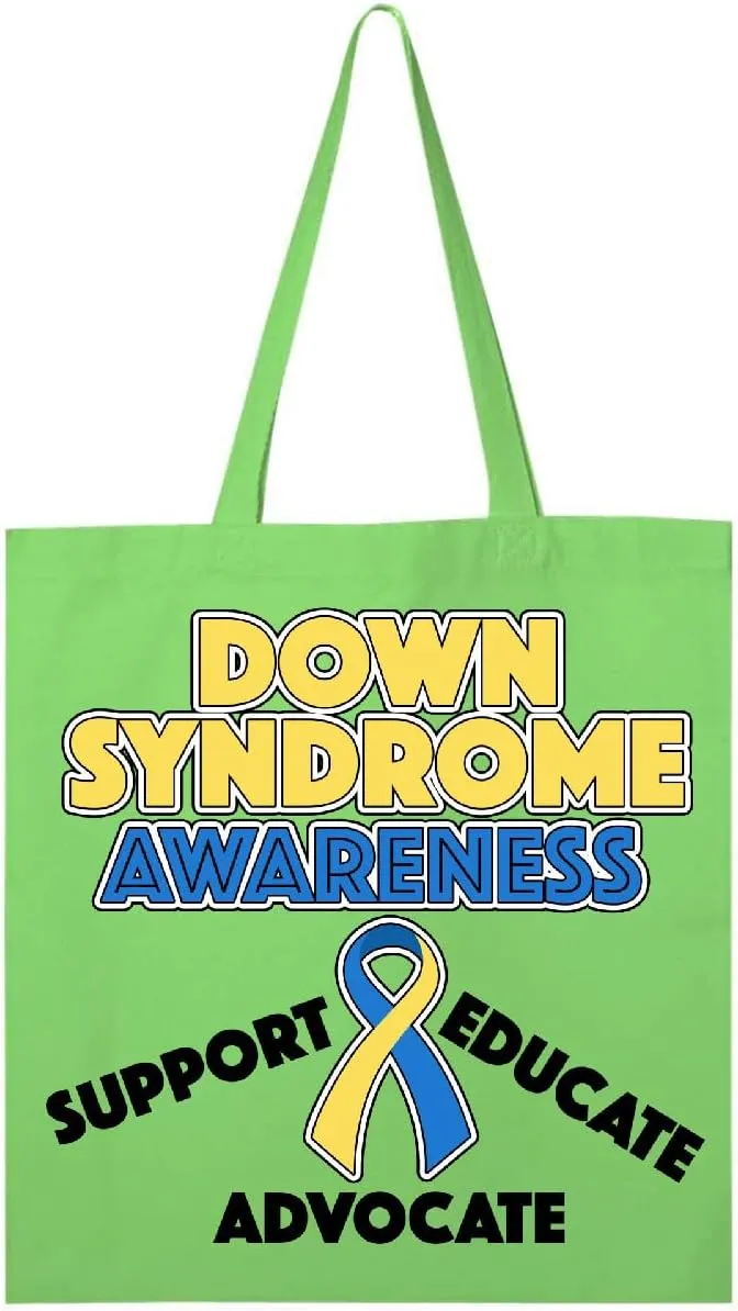 inktastic Down Syndrome Awareness Support, Educate, Advocate Tote Bag