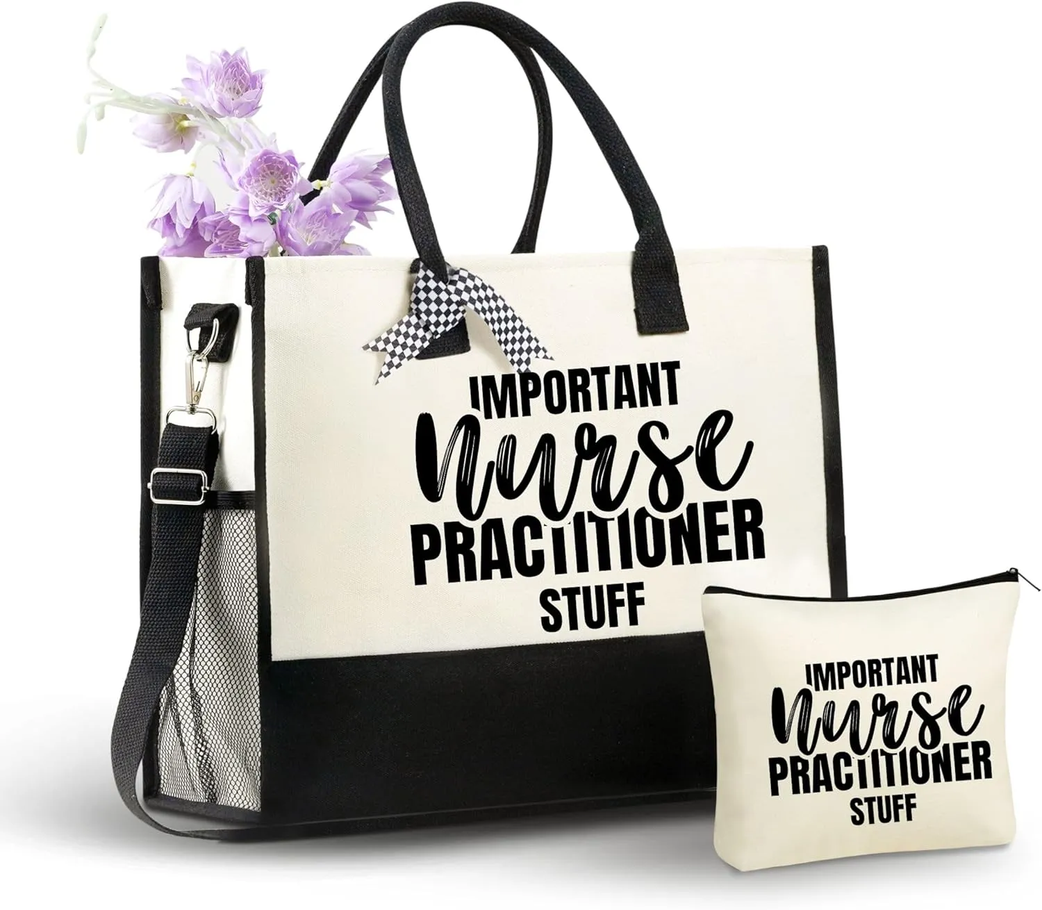 InnoBeta Nurse Practitioner Gifts Canvas Tote Bag for Women, NP Stuff Bag with Top Zipper Closure and Shoulder Strap for Appreciation Christmas Graduation