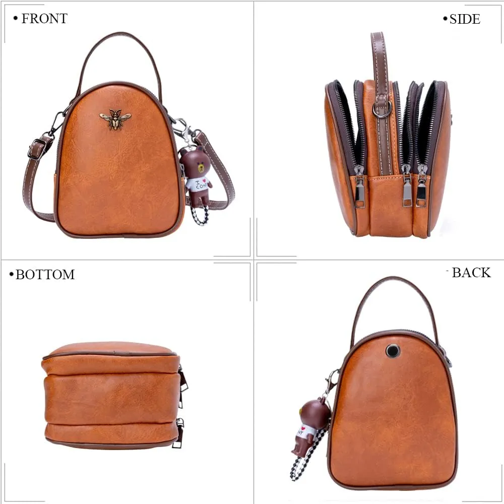 INOVERA Women's Cross-Body Shoulder Sling Bag Mobile Purse Handbag with Adjustable Strap(Brown)