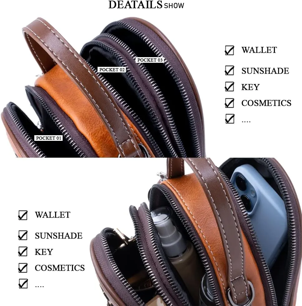 INOVERA Women's Cross-Body Shoulder Sling Bag Mobile Purse Handbag with Adjustable Strap(Brown)