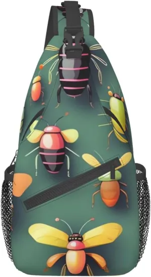 Insect Atlas Print Cross Chest Bag Sling Backpack Crossbody Shoulder Bag Travel Hiking Daypack Unisex