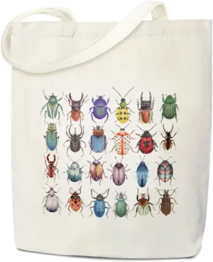 Insect Canvas Gift Tote for Women - Entomologist Gift, Beetles Lover, Teen, Daughter - Reusable Grocery, Beach, Shoulder Bag /A69