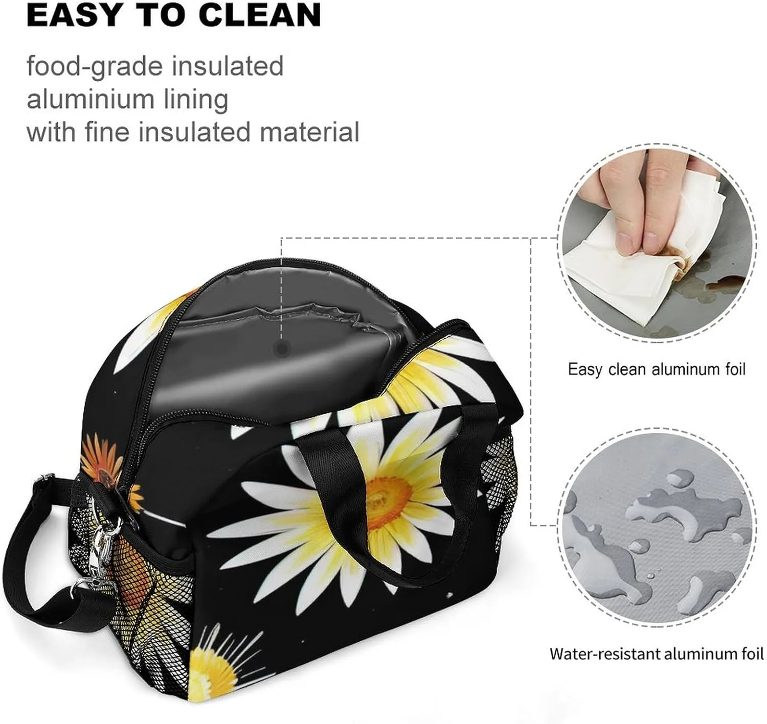 Interstellar Orbit Sun Flower Art Lunch Box Moisture Resistant Lunch Organizer for Adults Nurse Teacher Work Outdoor Travel Picnic, Insulated Thermal Totebag