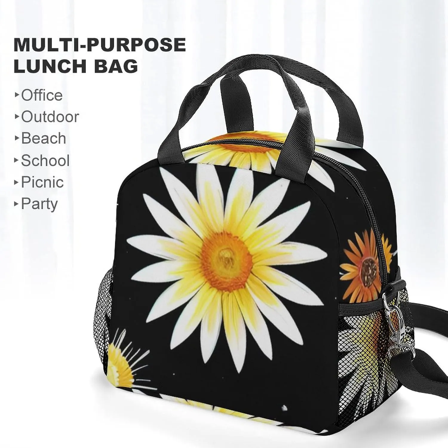 Interstellar Orbit Sun Flower Art Lunch Box Moisture Resistant Lunch Organizer for Adults Nurse Teacher Work Outdoor Travel Picnic, Insulated Thermal Totebag