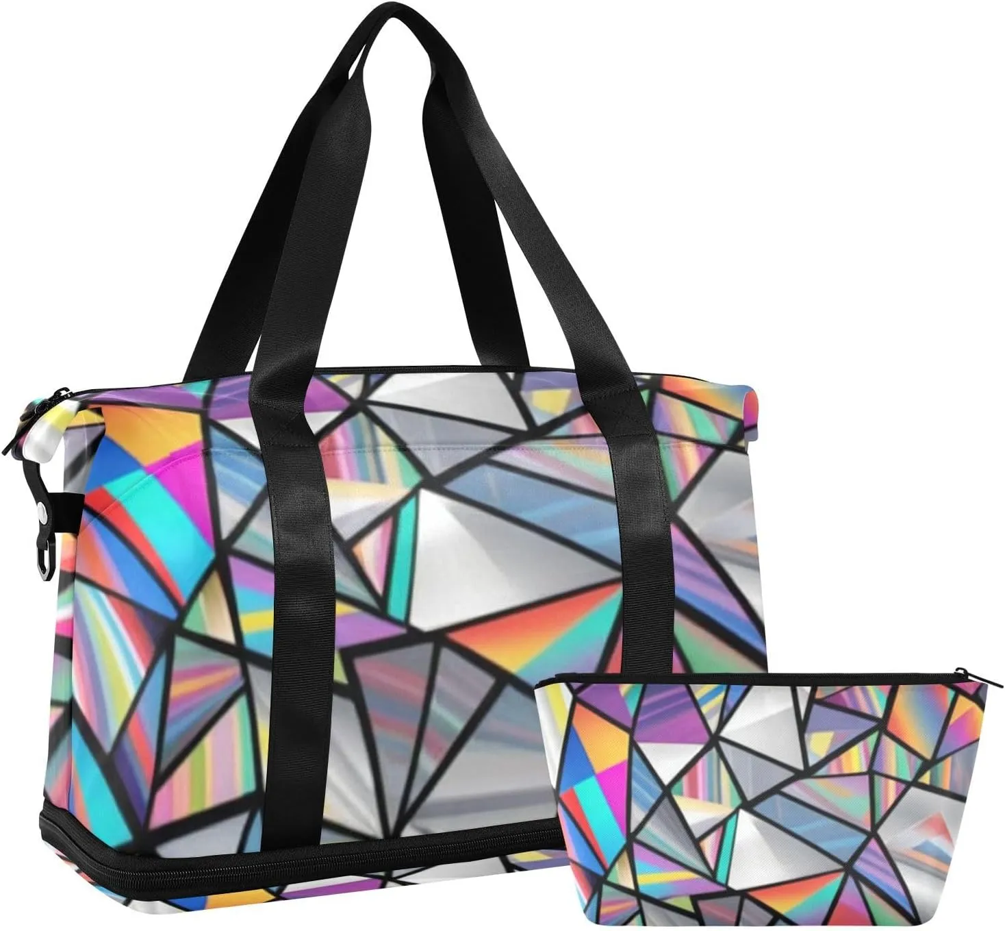 Irregular Glass Versatile Sports Travel Bag - Lasting Twill Tote, Removable Wheel & Rod Bagging, Multi-pocket Design, Complimentary Makeup Bag