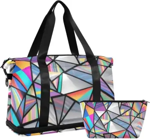 Irregular Glass Versatile Sports Travel Bag - Lasting Twill Tote, Removable Wheel & Rod Bagging, Multi-pocket Design, Complimentary Makeup Bag