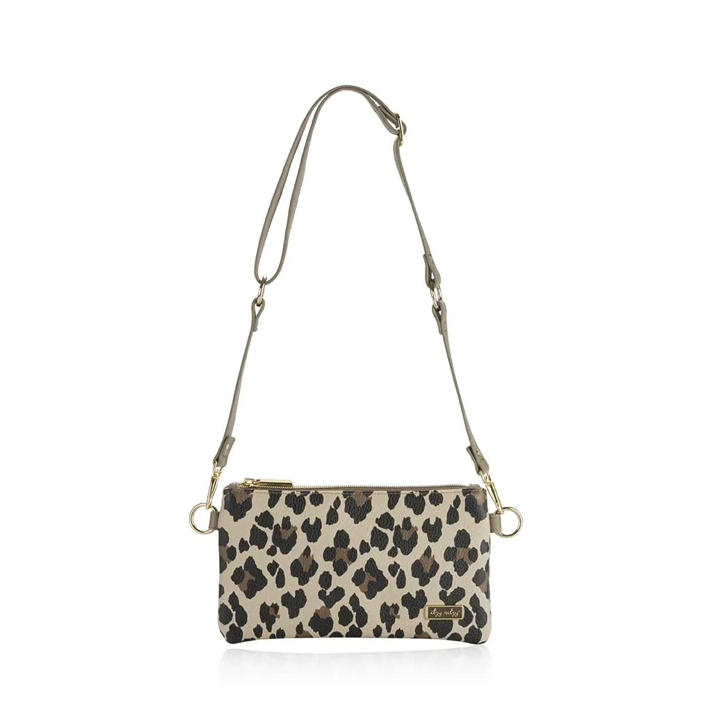 Itzy Ritzy Boss Pouch Wristlet, Crossbody Clutch & Belt Bag - Clutch Purse for Women - Includes Crossbody Strap & Wristlet Strap - Features 6 Card Slots & 2 Zippered Pockets (Leopard)