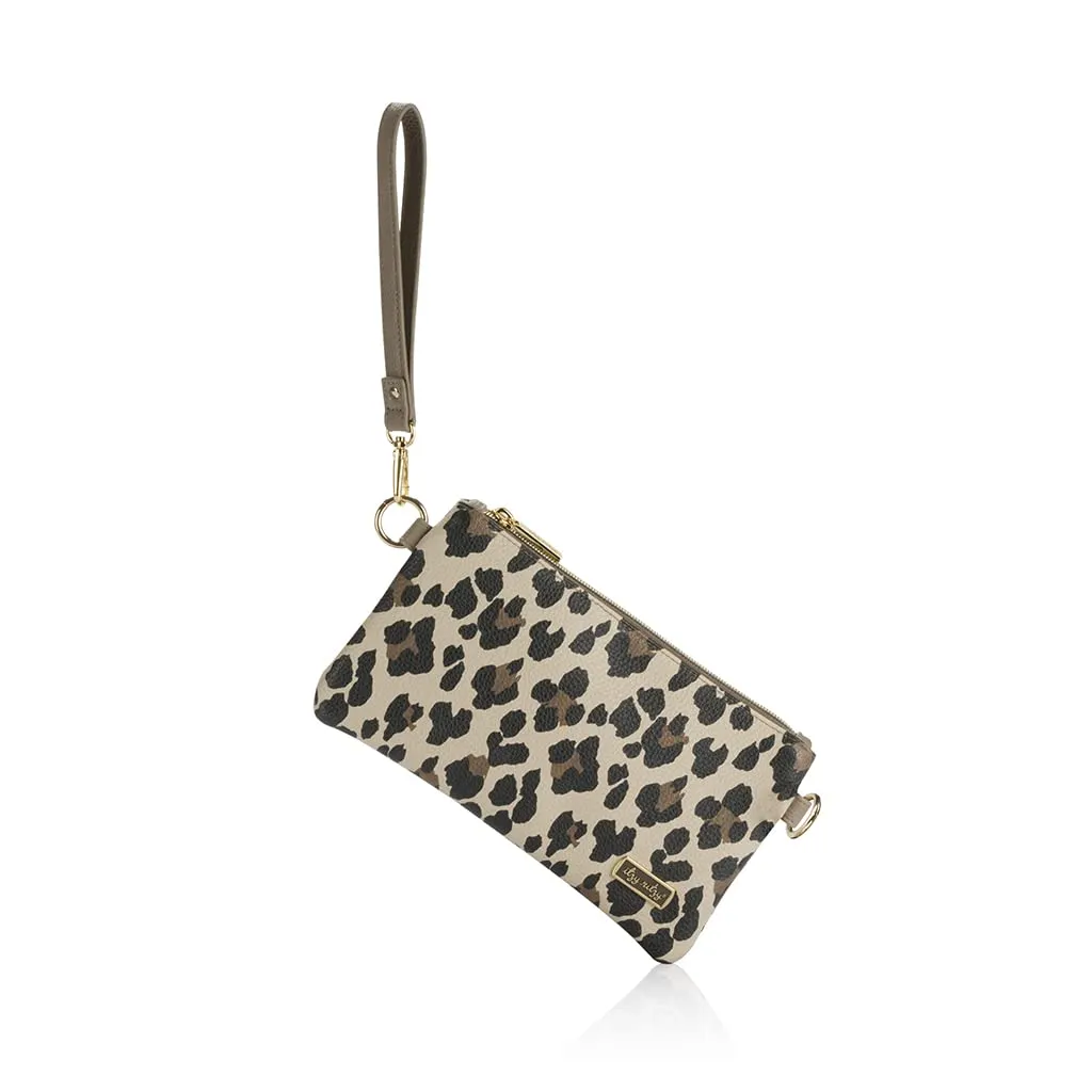 Itzy Ritzy Boss Pouch Wristlet, Crossbody Clutch & Belt Bag - Clutch Purse for Women - Includes Crossbody Strap & Wristlet Strap - Features 6 Card Slots & 2 Zippered Pockets (Leopard)