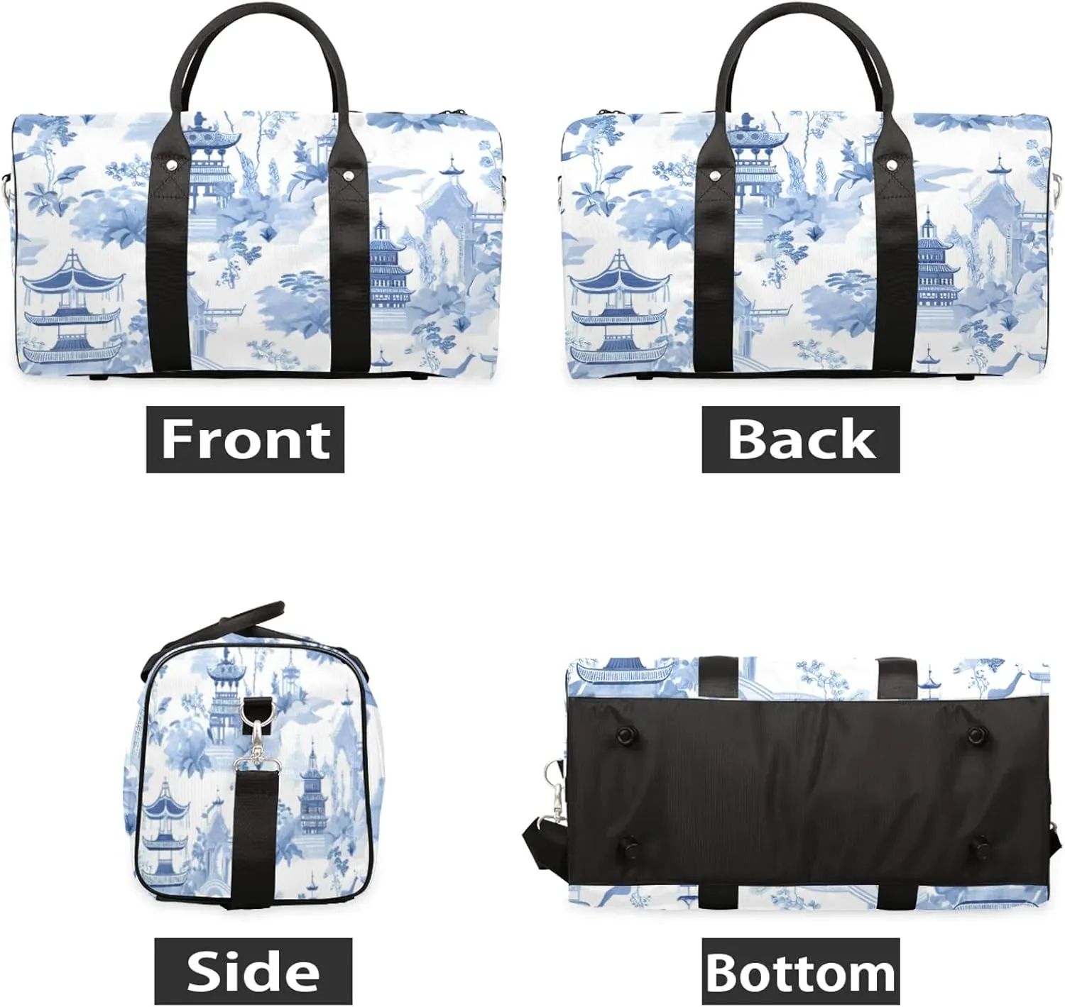 Japanese Traditional Garden Travel Duffle Bag, Sports Gym Bags for Women Men, Carry On Weekender Overnight Workout Airplane Trips Bag