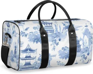Japanese Traditional Garden Travel Duffle Bag, Sports Gym Bags for Women Men, Carry On Weekender Overnight Workout Airplane Trips Bag