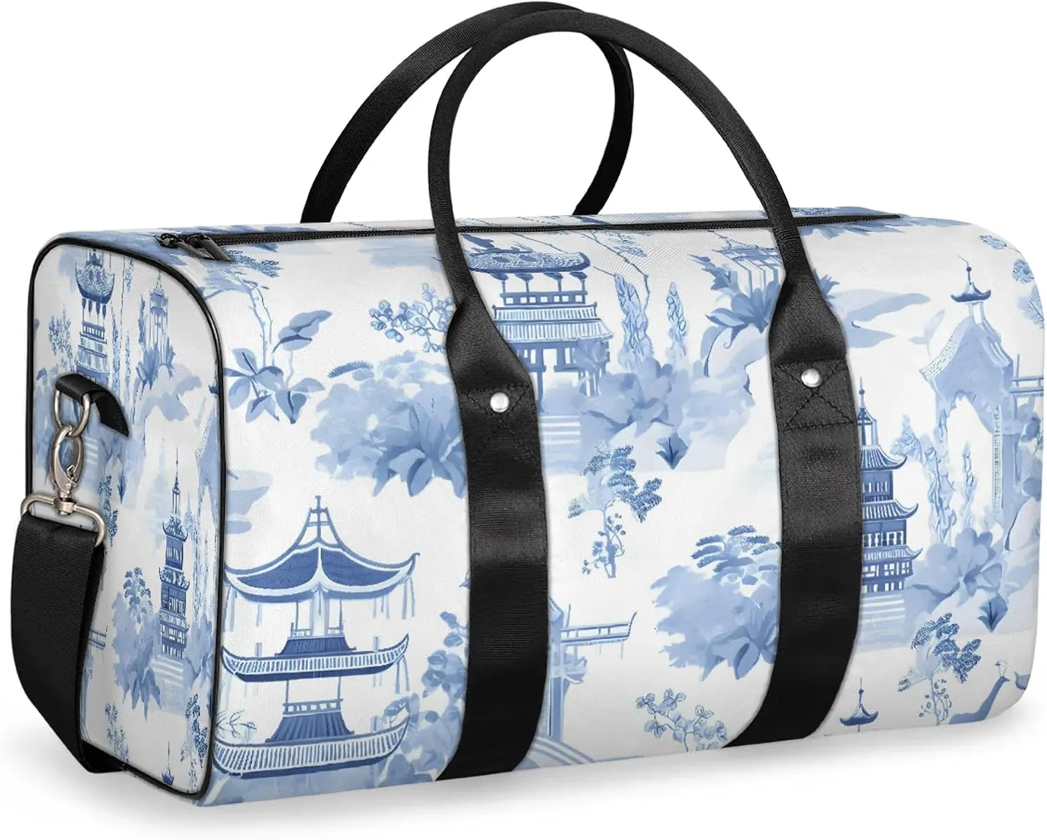 Japanese Traditional Garden Travel Duffle Bag, Sports Gym Bags for Women Men, Carry On Weekender Overnight Workout Airplane Trips Bag