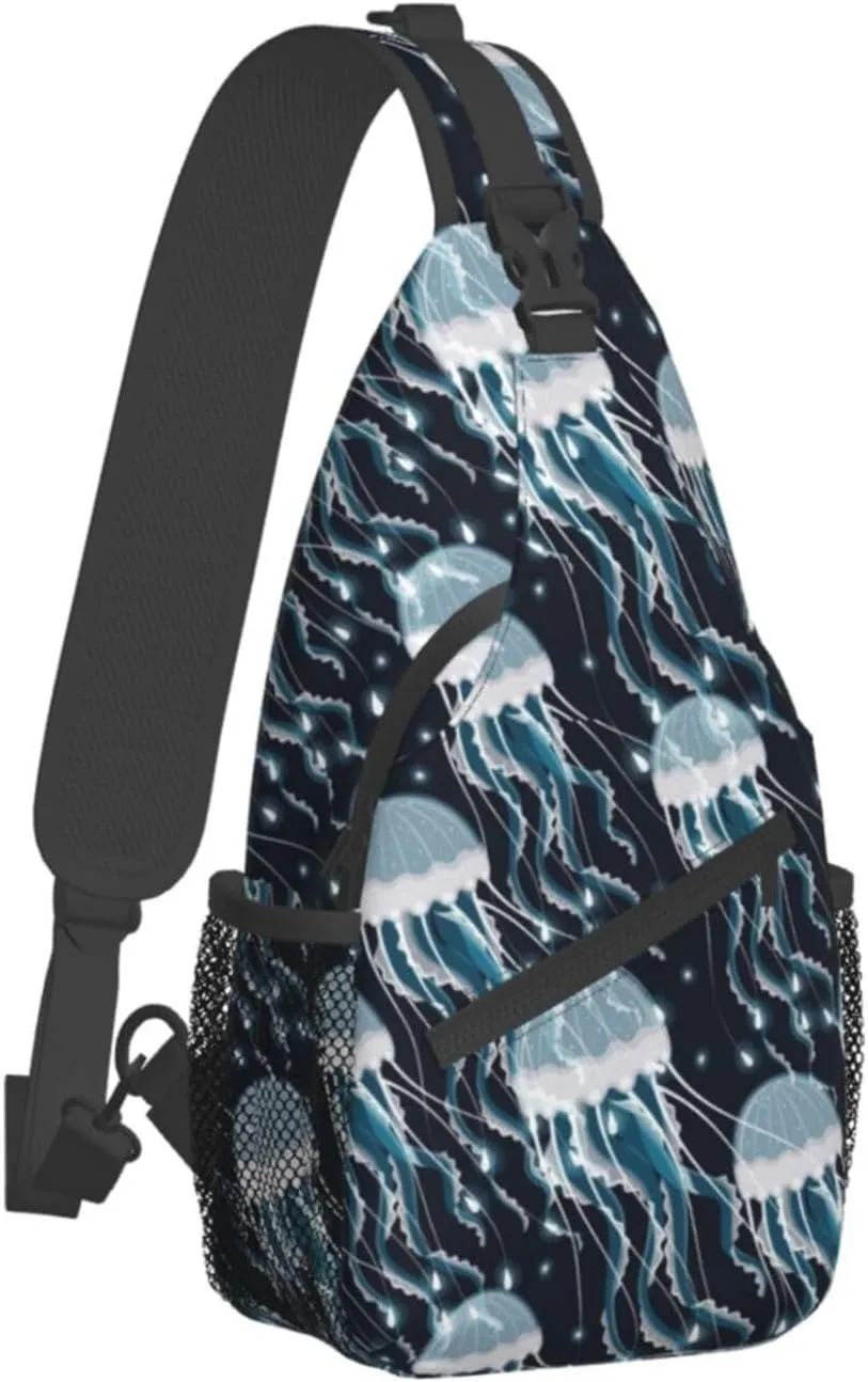 Jellyfish Crossbody Bag Funny Shoulder Bag Backpack Cute Sling Bag Chest Casual Daypack for Outdoor