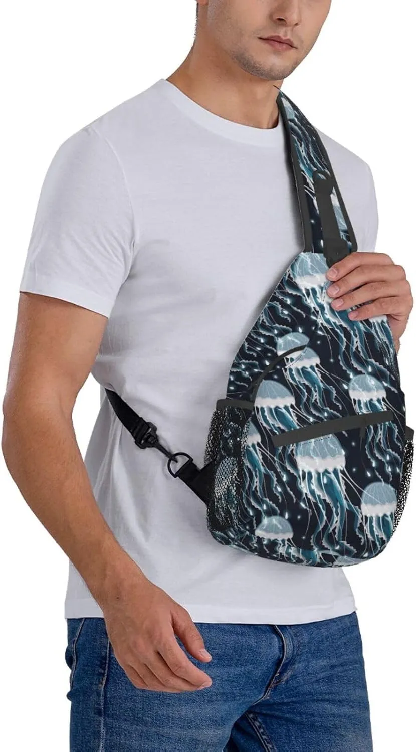 Jellyfish Crossbody Bag Funny Shoulder Bag Backpack Cute Sling Bag Chest Casual Daypack for Outdoor