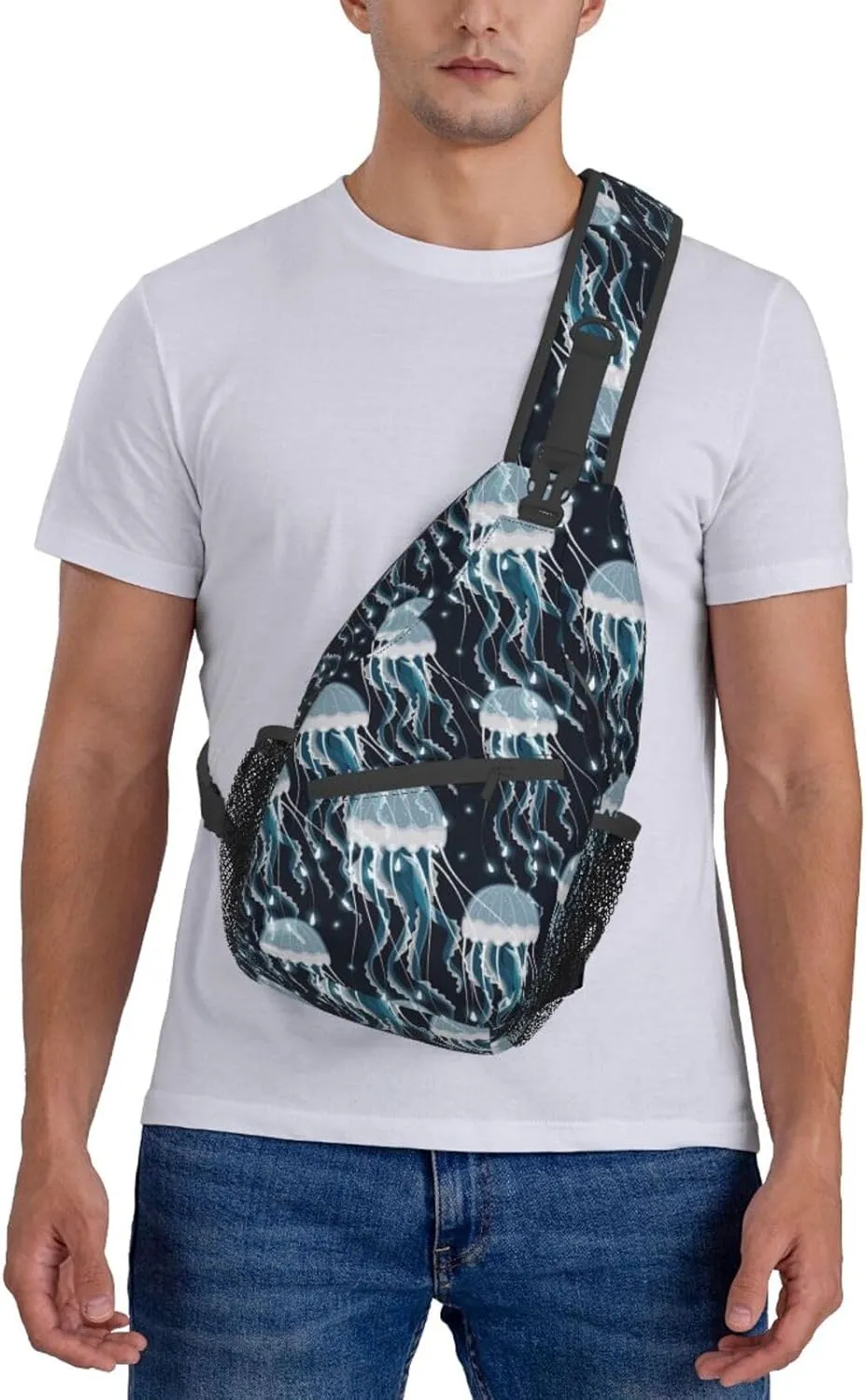 Jellyfish Crossbody Bag Funny Shoulder Bag Backpack Cute Sling Bag Chest Casual Daypack for Outdoor