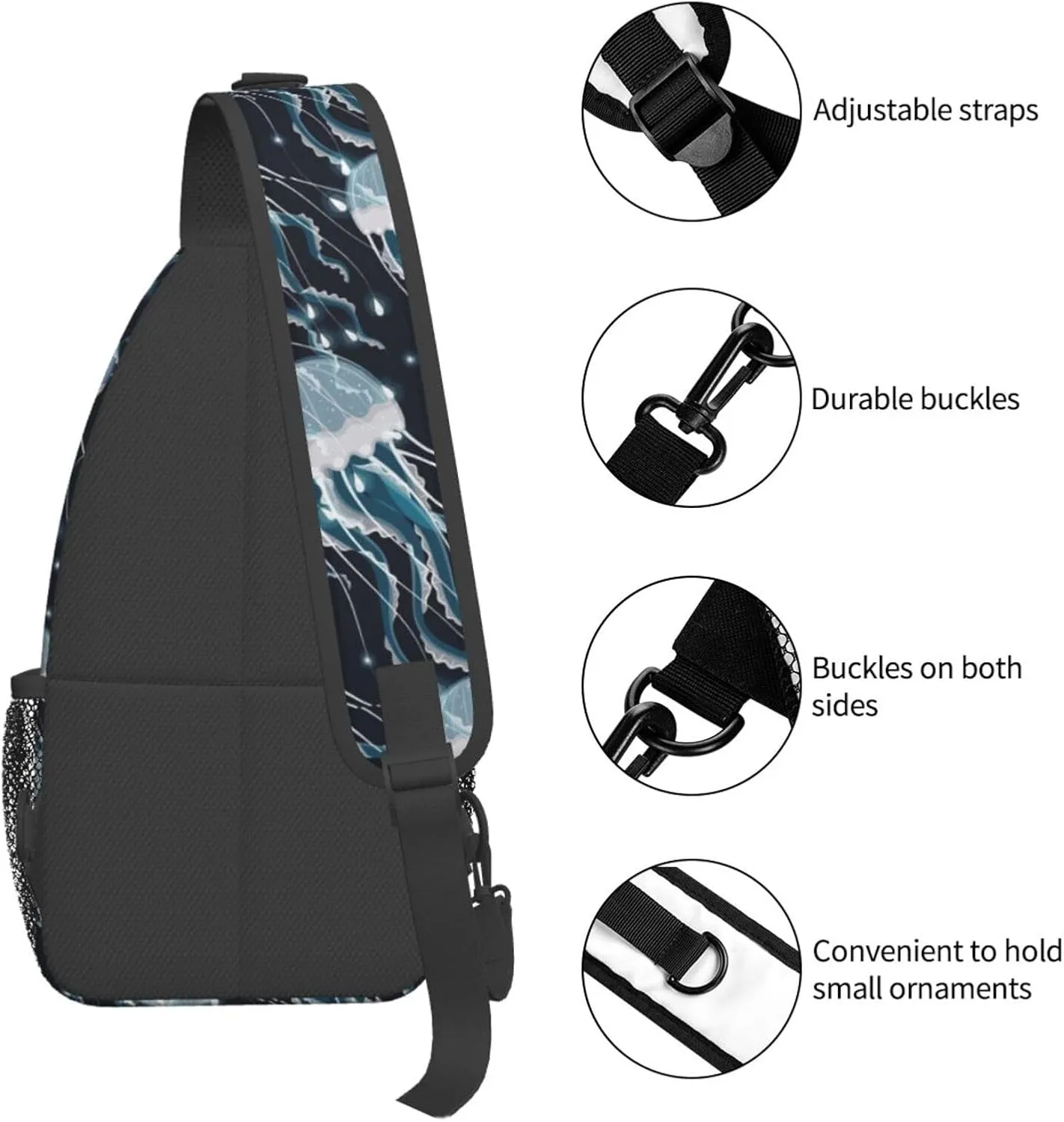 Jellyfish Crossbody Bag Funny Shoulder Bag Backpack Cute Sling Bag Chest Casual Daypack for Outdoor