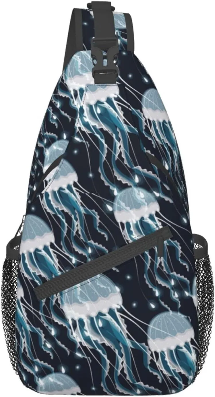 Jellyfish Crossbody Bag Funny Shoulder Bag Backpack Cute Sling Bag Chest Casual Daypack for Outdoor