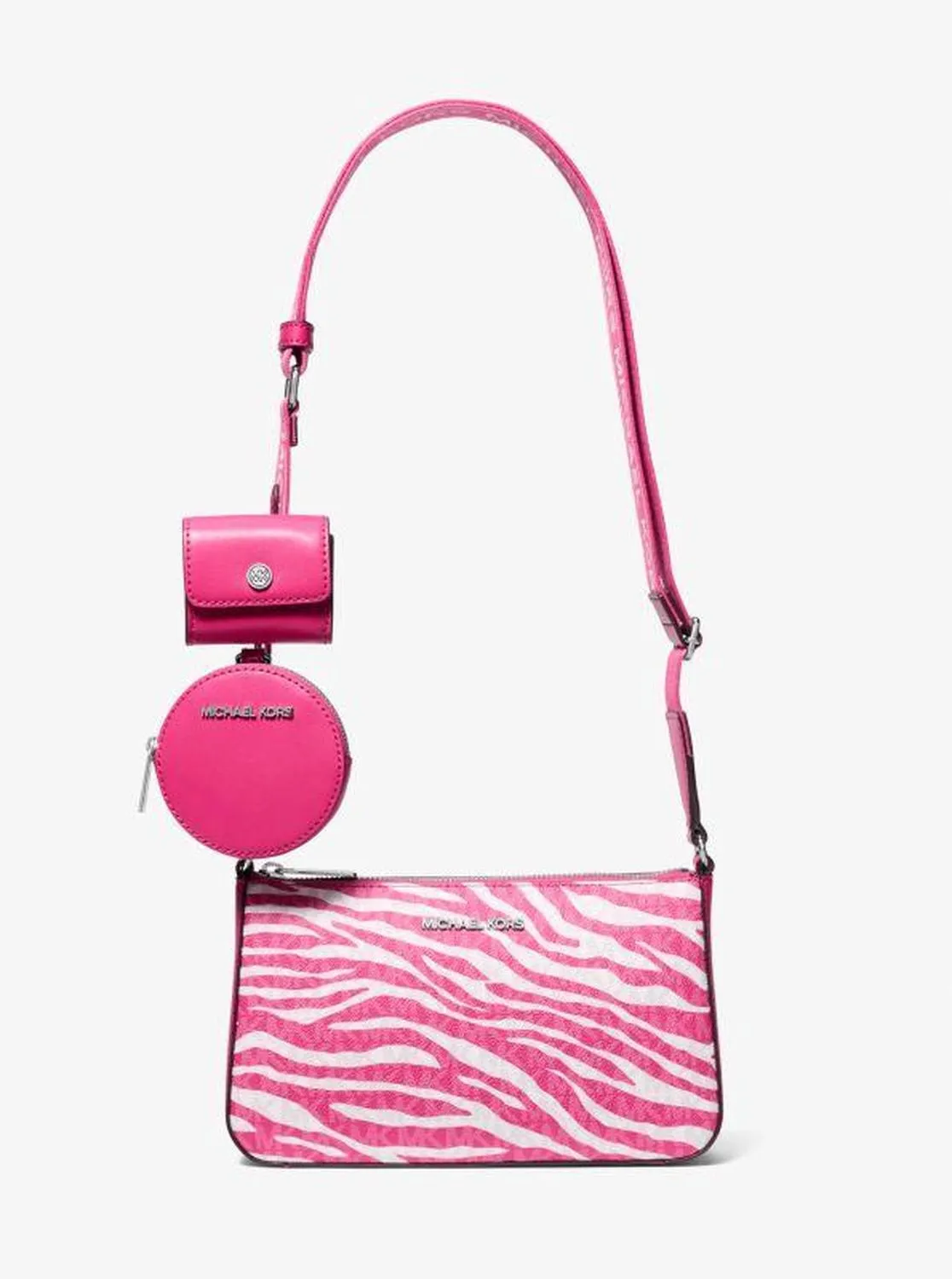 Jet Set Leather Medium Animal Print Logo Crossbody Bag with Case for Apple Airpods Pro®