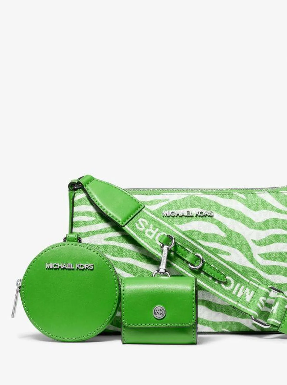 Jet Set Leather Medium Animal Print Logo Crossbody Bag with Case for Apple Airpods Pro®