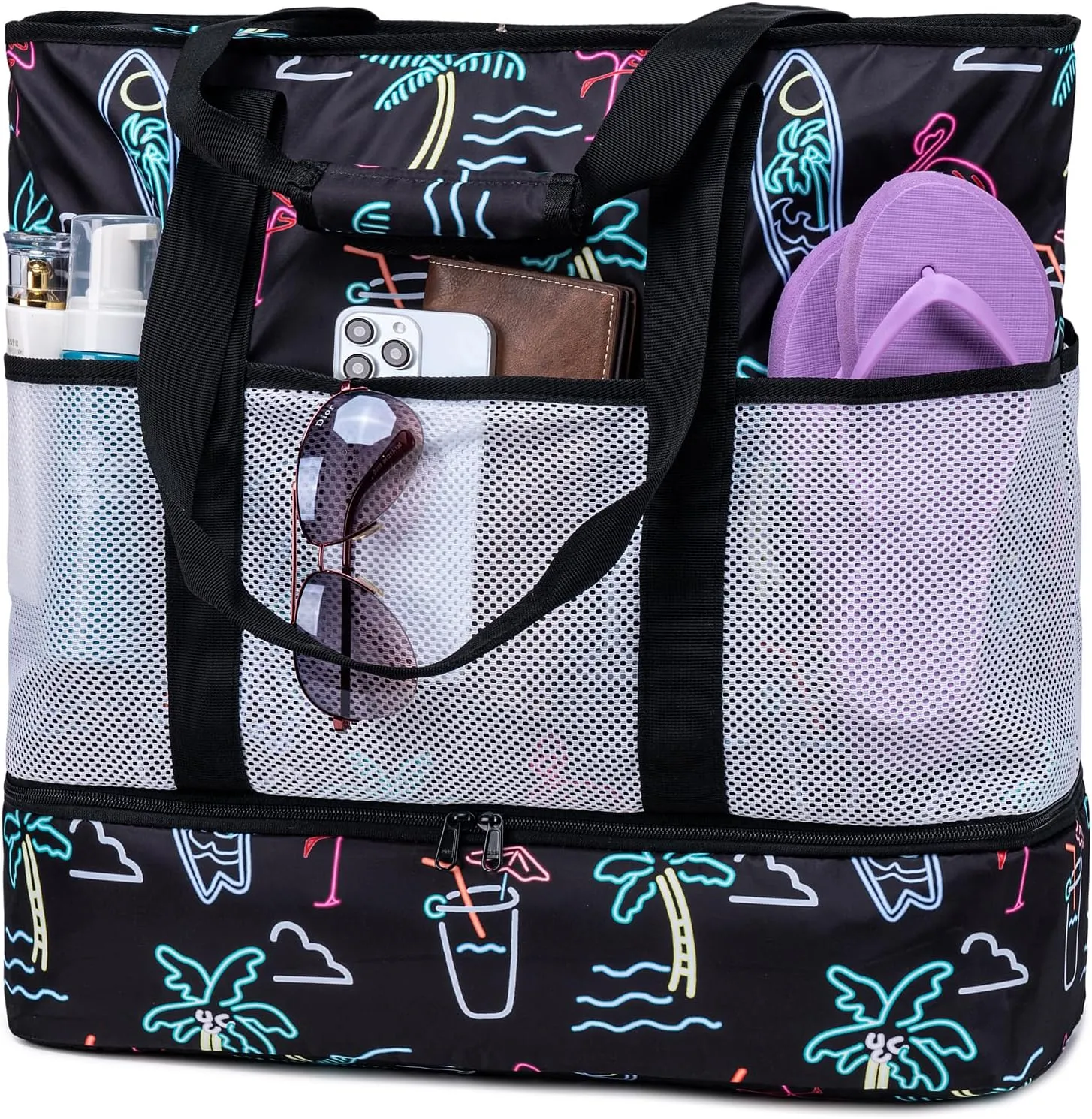 JIANYA Beach Bag XL Women Waterproof Beach Tote Pool Bags with Cooler Sandproof Beach Essentials for Beach Vacation Travel