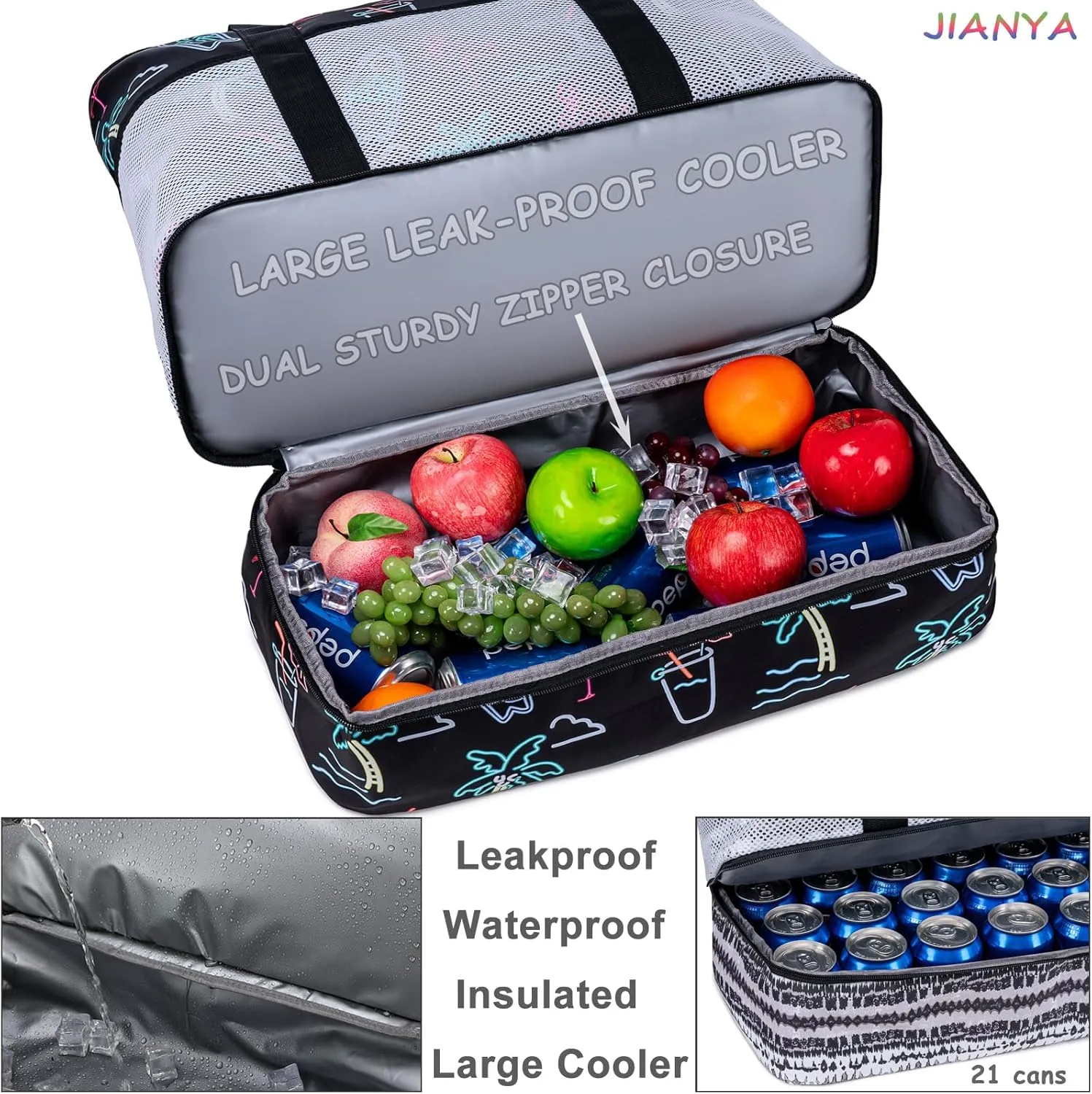 JIANYA Beach Bag XL Women Waterproof Beach Tote Pool Bags with Cooler Sandproof Beach Essentials for Beach Vacation Travel