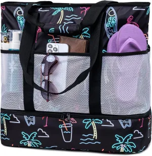 JIANYA Beach Bag XL Women Waterproof Beach Tote Pool Bags with Cooler Sandproof Beach Essentials for Beach Vacation Travel