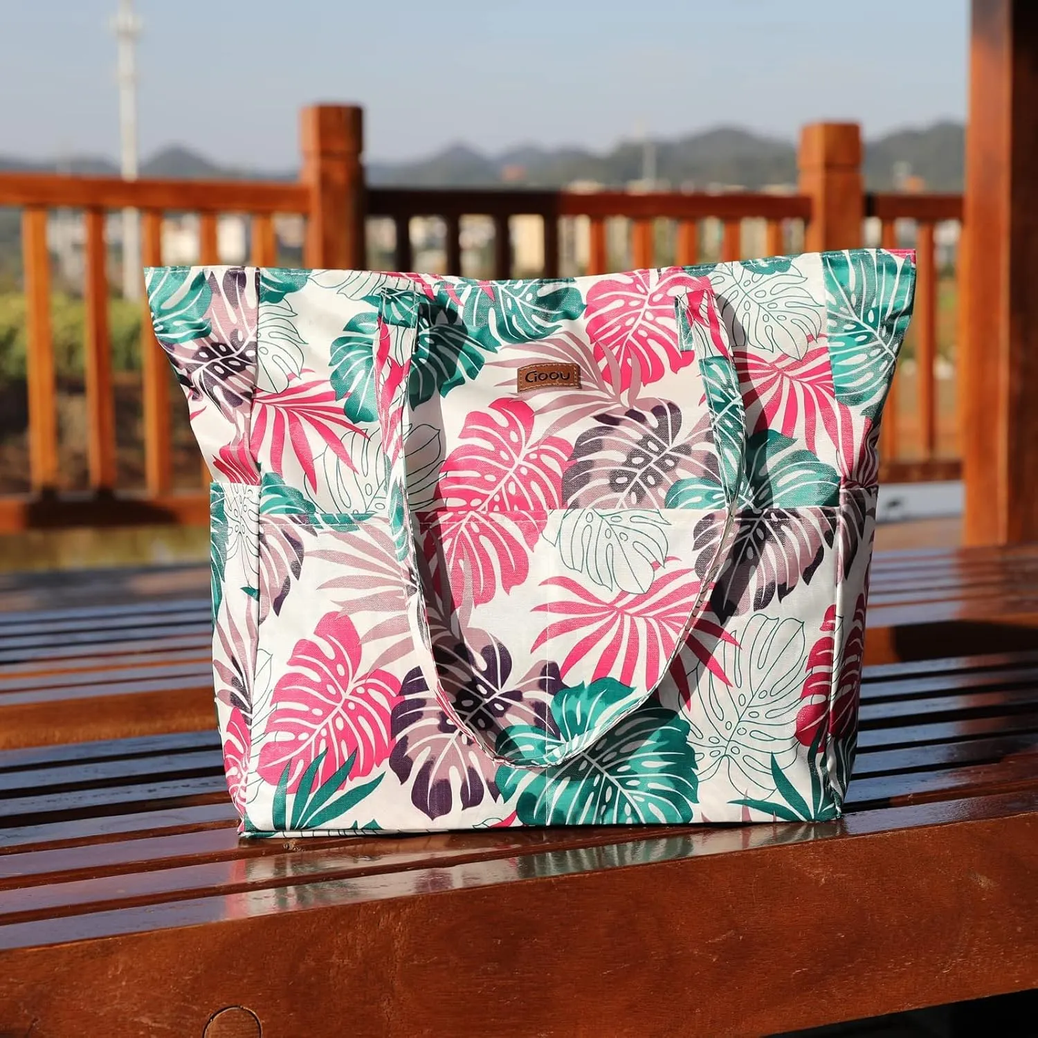 JNF Extra Large Beach Bag for Women Waterproof Foldable Pool Beach Tote Bags with Zipper for Swim Gym Travel Daily