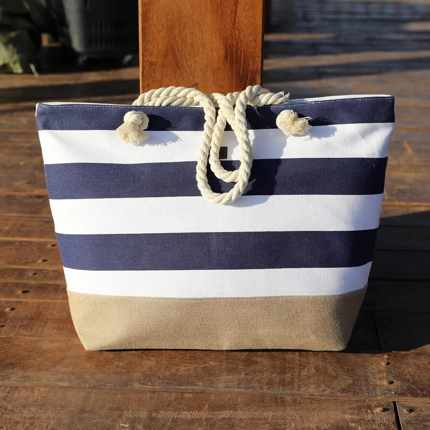 JNF Extra Large Canvas Beach Bags for Women Shoulder Bag Beach Tote Bag with Cotton Rope Handles