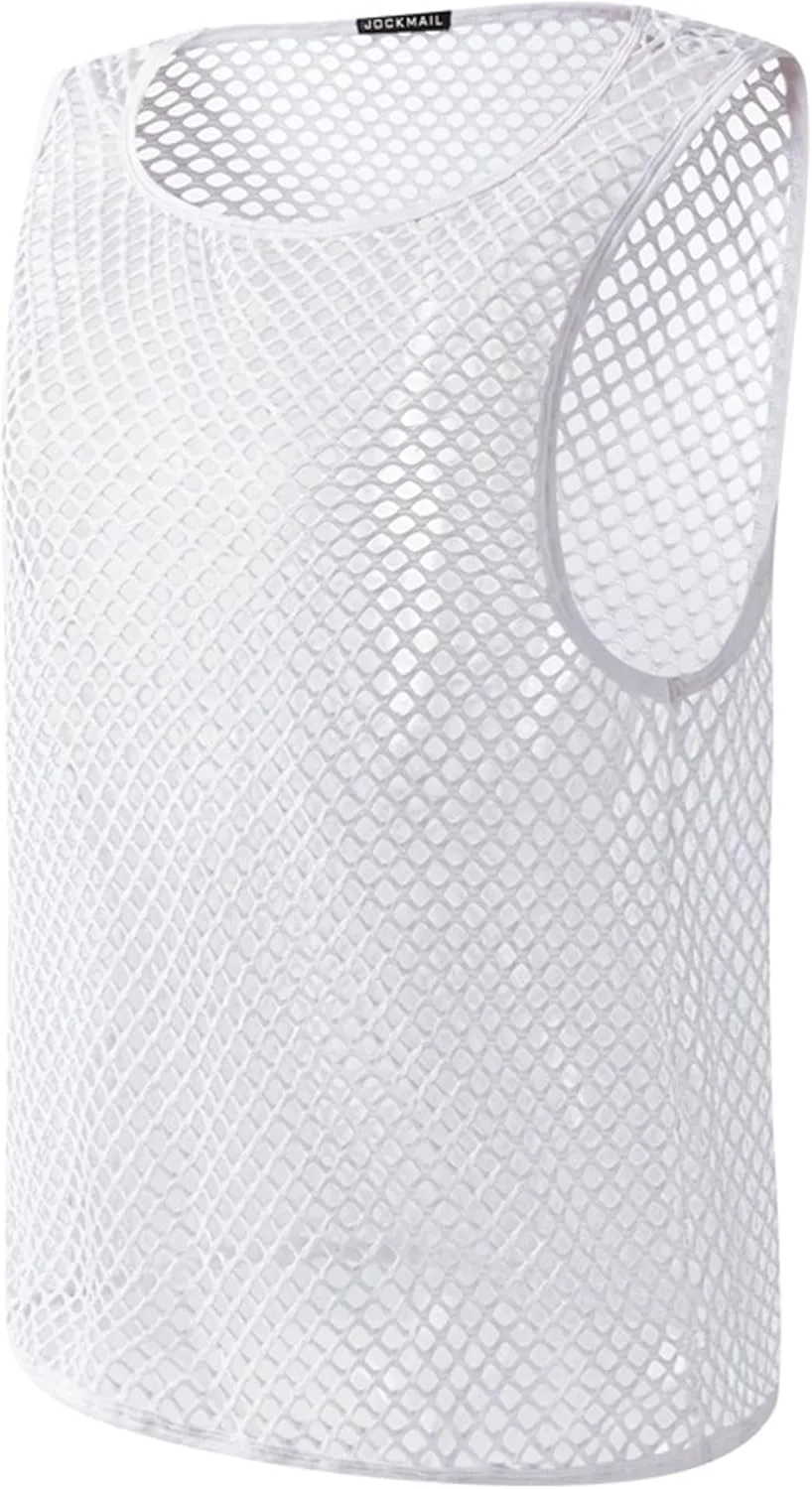 JOCKMAIL Men's Mesh Tank Top and Boxer Briefs Set Sexy Fishnet Sleeveless Vest with Breathable Boxer Underwear for Gym, Club